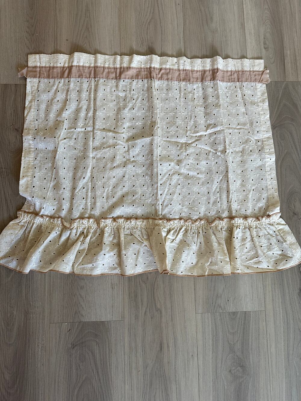 Shabby chic eyelet Lace Cafe Valance Ruffle Cream Boho cottage cream 26 by 24